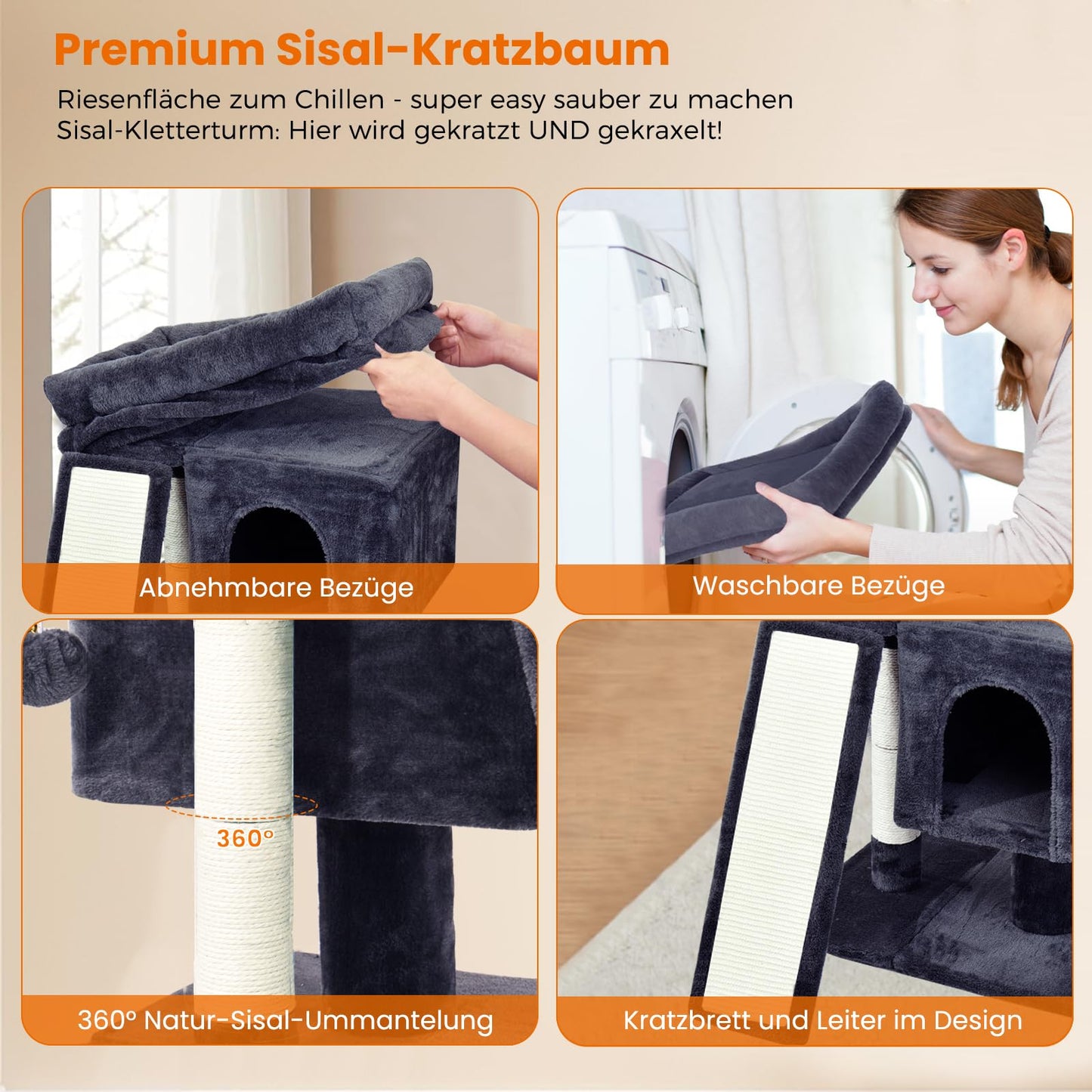 Katzenbaum klein – Mit Kratzrampe, Plattformen & Plüschbällen