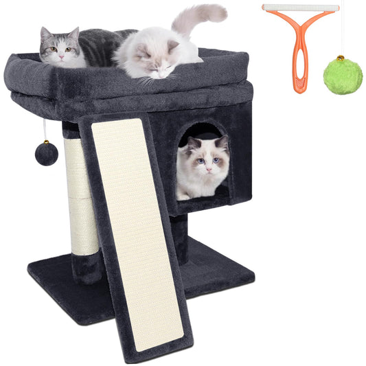Katzenbaum klein – Mit Kratzrampe, Plattformen & Plüschbällen