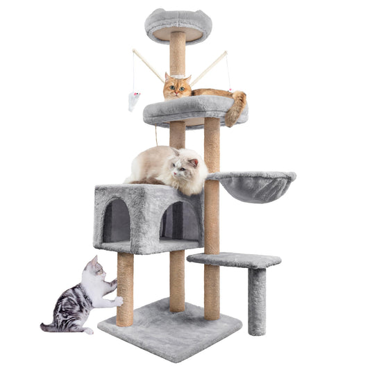 Katzenbaum 145 cm – Aktivitätskratzbaum mit Höhle & Plattformen