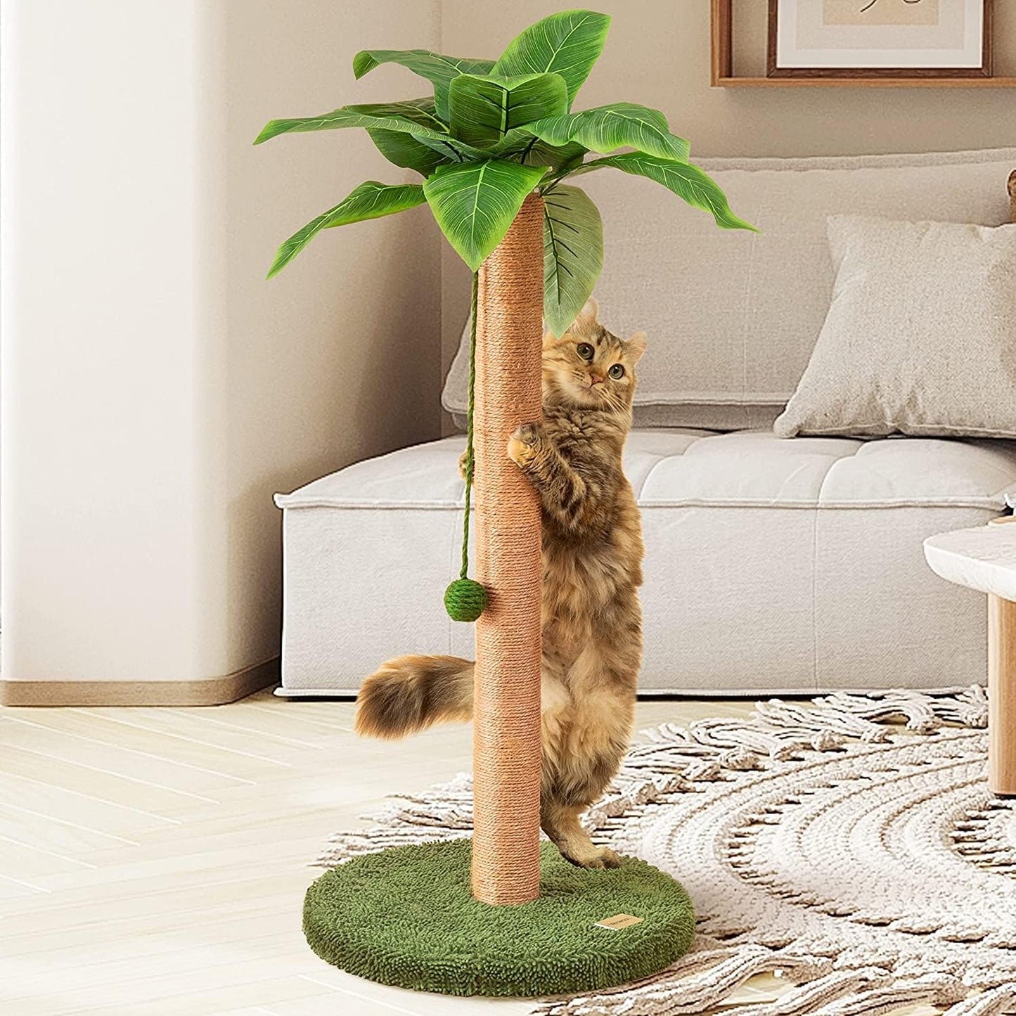Katzenkratzsäule 84 cm – Sisal-Kratzbaum mit Palmen & Spielball
