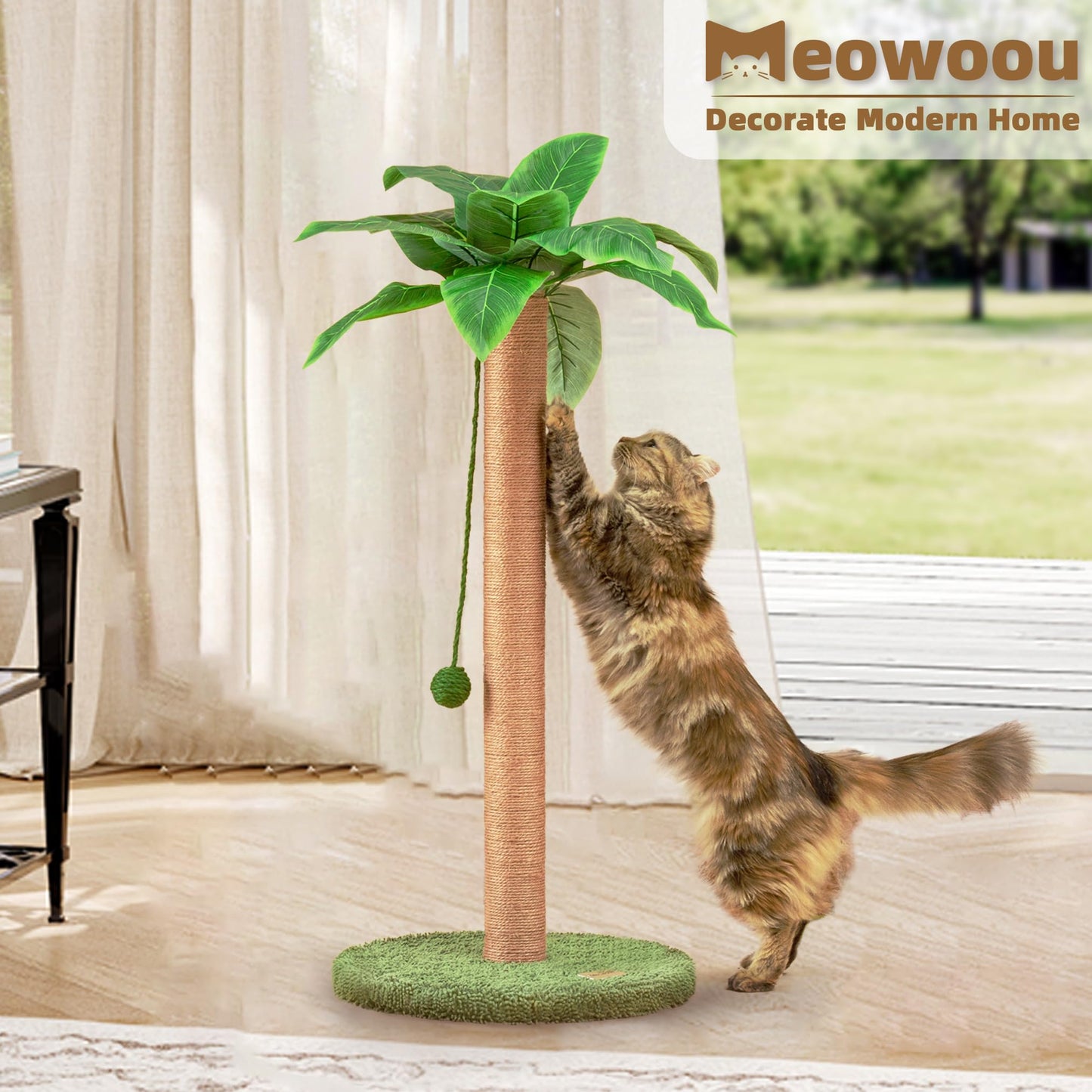 Katzenkratzsäule 84 cm – Sisal-Kratzbaum mit Palmen & Spielball